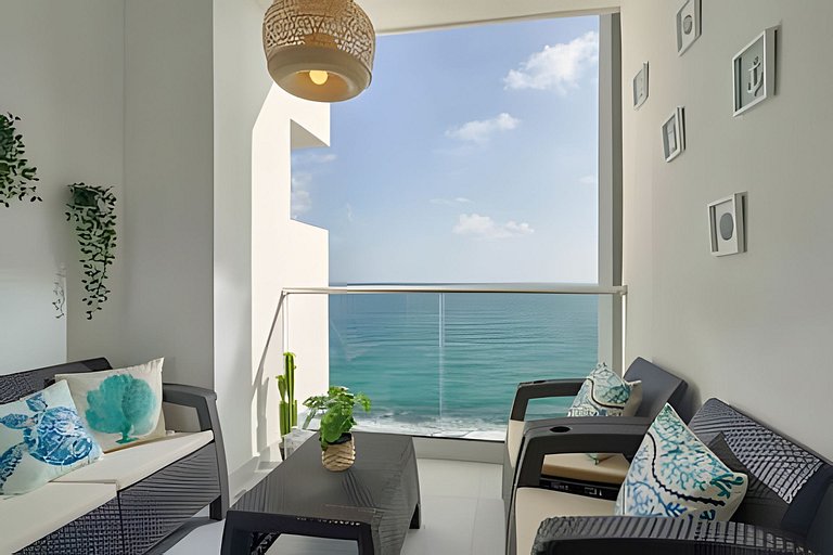 Caribbean Sea Waves View, Beachfront Apt.